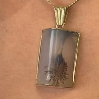 Moss agate pendant in 18 carat gold-Pendants-The Antique Ring Shop