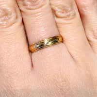 Vintage 18 carat gold band with motif-wedding rings-The Antique Ring Shop