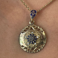 Antique enamel pendant in 14 carat gold-Pendants-The Antique Ring Shop
