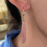 Garnet pendant earrings in 14 carat gold-Earrings-The Antique Ring Shop