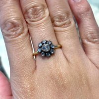 Rose diamond cluster ring in silver and gold-Vintage Rings-The Antique Ring Shop