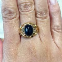 Vintage cabochon sapphire ring in 14 carat gold-gents rings-The Antique Ring Shop
