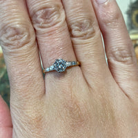 Vintage three stone diamond ring in platinum and gold-engagement rings-The Antique Ring Shop