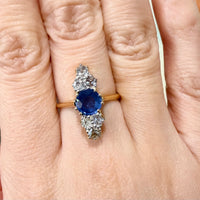 Victorian sapphire and old cut diamond ring