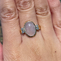 Rose quartz and diamond ring-Vintage Rings-The Antique Ring Shop
