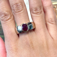 Ruby ring in white and yellow gold-Vintage Rings-The Antique Ring Shop