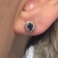 Sapphire and diamond studs in 18 carat gold-Earrings-The Antique Ring Shop