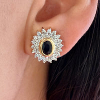 18 carat gold sapphire and diamond studs-Earrings-The Antique Ring Shop