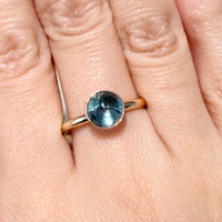 Cabochon blue topaz ring in 14 carat gold-engagement rings-The Antique Ring Shop