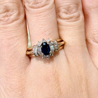 Sapphire and diamond ring in 14 carat gold-Vintage Rings-The Antique Ring Shop