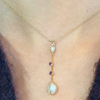 Vintage pearl and tourmaline pendant-The Antique Ring Shop