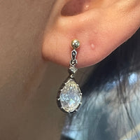Rose diamond drop earrings in silver and gold-Earrings-The Antique Ring Shop