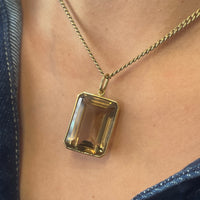 Smoked quartz pendant in 18 carat rose gold-Pendants-The Antique Ring Shop
