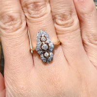 18 carat navette shaped diamond ring-Vintage Rings-The Antique Ring Shop