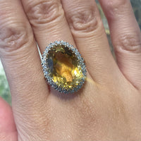 Citrine and diamond ring in 18 carat gold-Vintage Rings-The Antique Ring Shop