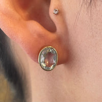 Aquamarine stud earrings in 14 carat gold-Earrings-The Antique Ring Shop