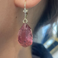 Faceted tourmaline pendant earrings-Earrings-The Antique Ring Shop