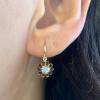 Rose diamond pendant earrings-Earrings-The Antique Ring Shop