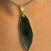 Vintage jade pendant in 14 carat gold-Pendants-The Antique Ring Shop