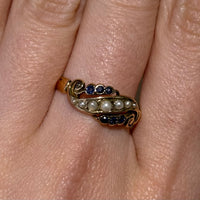 Edwardian sapphire and pearl ring from 1908-Antique rings-The Antique Ring Shop