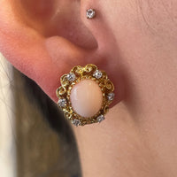 Angel skin and diamond earrings in 14 carat gold-The Antique Ring Shop