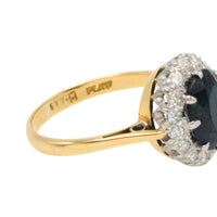 Vintage sapphire and diamond cluster ring-engagement rings-The Antique Ring Shop