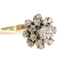 Snow flake diamond cluster ring in 14 carat gold-Vintage Rings-The Antique Ring Shop