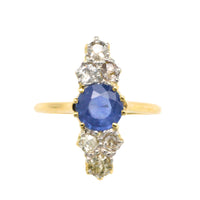 Victorian sapphire and old cut diamond ring-The Antique Ring Shop