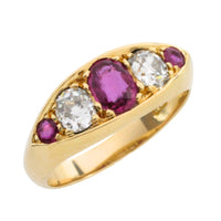 Victorian ruby and old mine cut diamond ring-Antique rings-The Antique Ring Shop