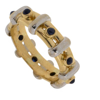 Cabochon sapphire band in yellow and white gold-wedding rings-The Antique Ring Shop