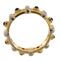 Cabochon sapphire band in yellow and white gold-wedding rings-The Antique Ring Shop