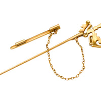 14 carat gold sword pin with pearls-Brooches-The Antique Ring Shop