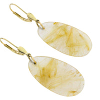 Rutilated quartz pendant earrings-Earrings-The Antique Ring Shop