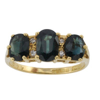 Peacock sapphire and diamond ring in 18 carat gold-The Antique Ring Shop