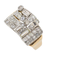 Art Deco single and baguette cut diamond ring-Vintage Rings-The Antique Ring Shop