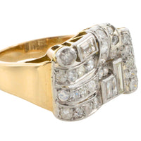 Art Deco single and baguette cut diamond ring-Vintage Rings-The Antique Ring Shop