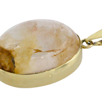 Cabochon quartz pendant in 14 carat gold-Pendants-The Antique Ring Shop