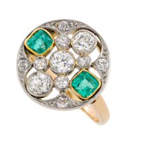 Art Deco old cut diamond and emerald ring-Vintage Rings-The Antique Ring Shop