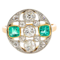 Art Deco old cut diamond and emerald ring-Vintage Rings-The Antique Ring Shop