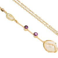 Vintage pearl and tourmaline pendant-The Antique Ring Shop