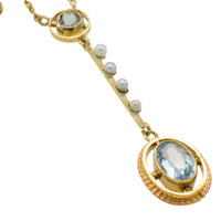 Vintage aquamarine and pearl collier-Pendants-The Antique Ring Shop