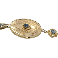Vintage locket with sapphires-Pendants-The Antique Ring Shop