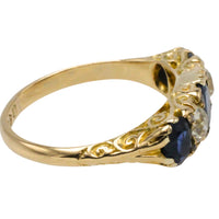 Edwardian sapphire and old mine cut diamond from 1906-Antique rings-The Antique Ring Shop