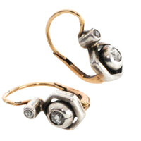 Antique diamond earrings in 14 carat gold and silver-Earrings-The Antique Ring Shop