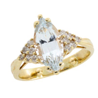 Aquamarine and diamond ring-Vintage Rings-The Antique Ring Shop