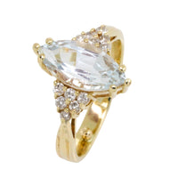 Aquamarine and diamond ring-Vintage Rings-The Antique Ring Shop