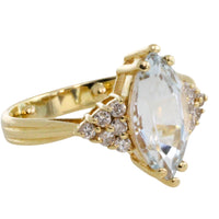 Aquamarine and diamond ring-Vintage Rings-The Antique Ring Shop