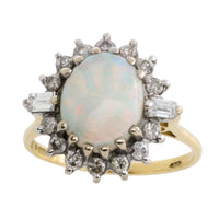 Vintage opal and diamond ring-Vintage Rings-The Antique Ring Shop