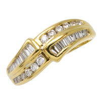 Baguette and brilliant cut diamond ring in 18 carat gold