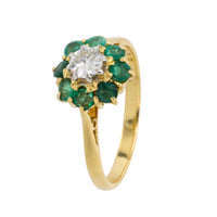 Emerald and diamond ring in platinum and gold